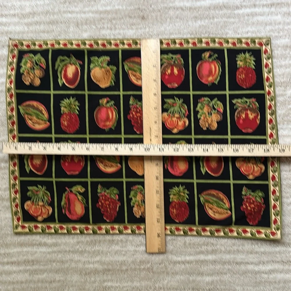 Vintage April Cornell Black Fruit Placemats Set of 2